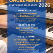 Schorndorfer Orgelherbst 2026 in der Stadtkirche